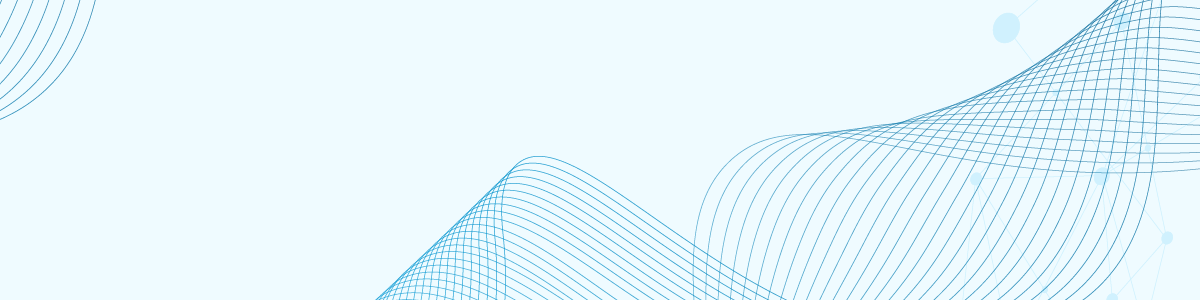 Abstract light blue banner with flowing wave lines and subtle geometric dot patterns.
